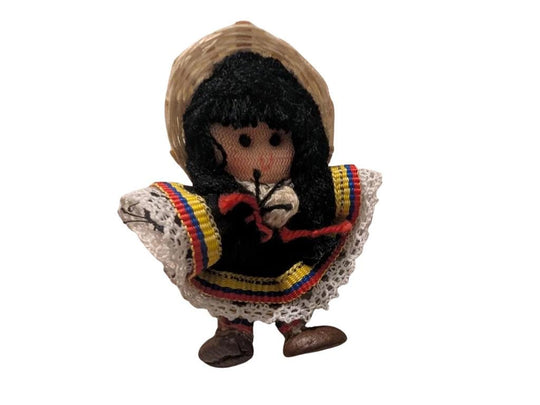 Handmade Colombian Campesina Doll Magnet | Mini Folk Art Fridge Decor Souvenir