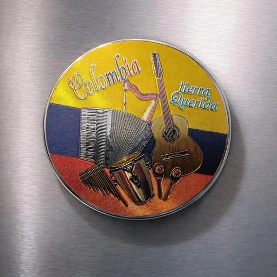 Colombia Tierra Querida Bottle Opener Magnet Flag Colors Accordion Guitar Design