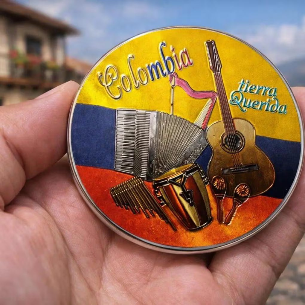 Colombia Tierra Querida Bottle Opener Magnet Flag Colors Accordion Guitar Design