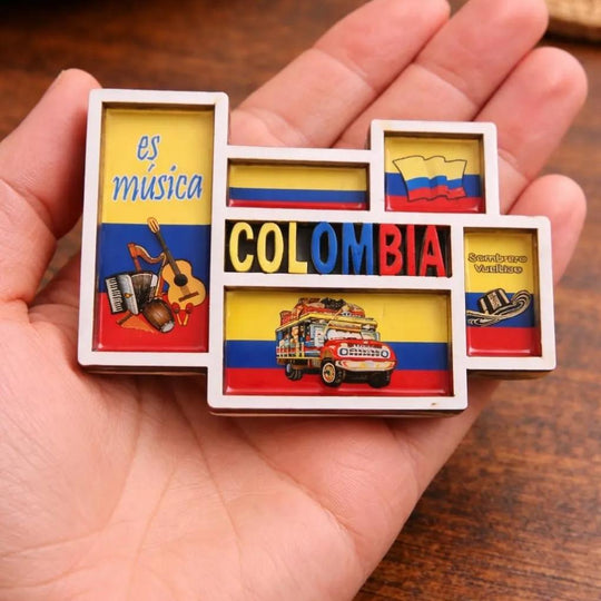 Colombia “Es Música” Fridge Magnet 7×4 cm | Handmade Resin &amp; MDF Magnet