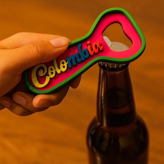 Handmade Fluorescent Colombia Bottle Opener – Magnetic Fridge Magnet