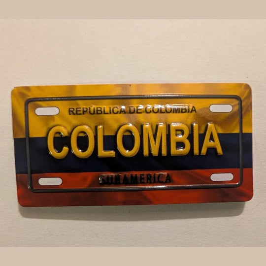 Mini Colombia License Plate Magnet 5×3 cm | República de Colombia Souvenir