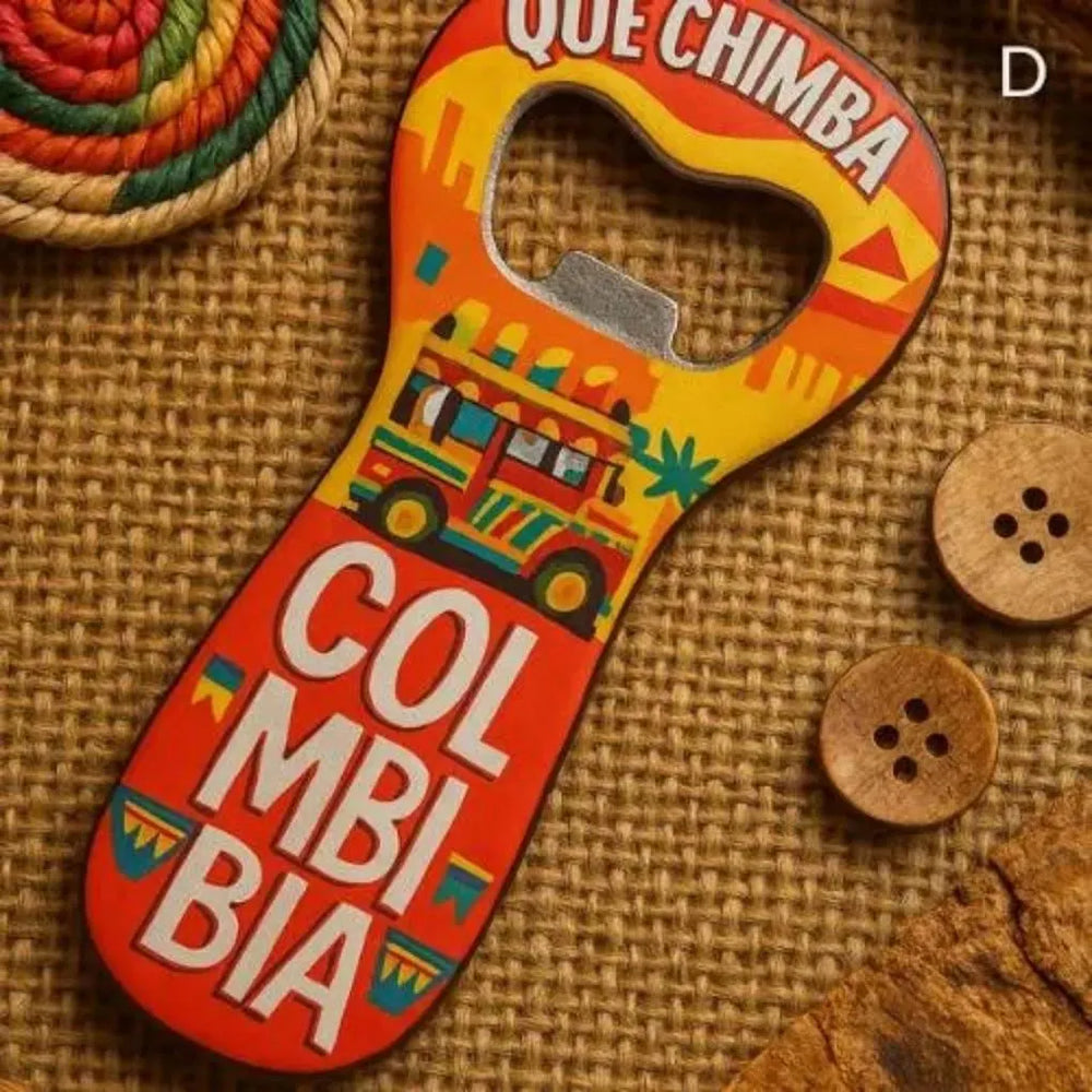 Handmade Colombian Bottle Opener Magnet – Folk Art Souvenir