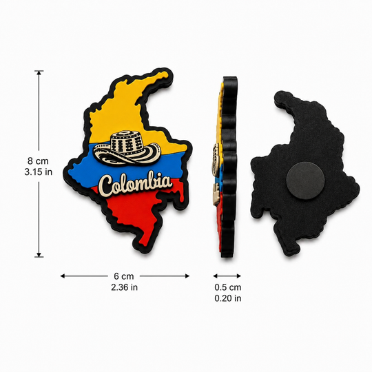 Handmade Colombia Map Fridge Magnet – Colombian Cultural Icon Collection
