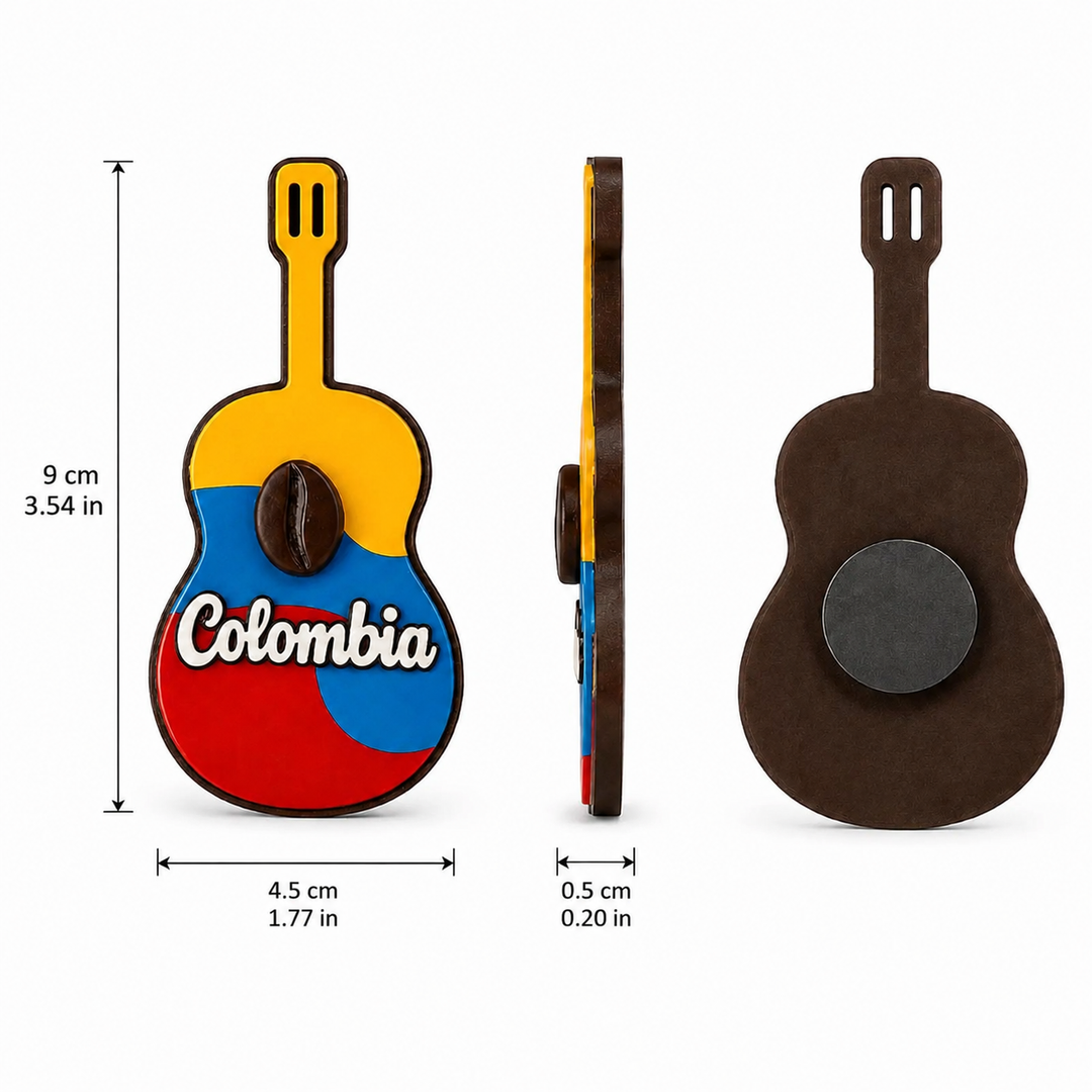 Handmade Colombian Guitar Fridge Magnet – Artisan MDF Souvenir Collection