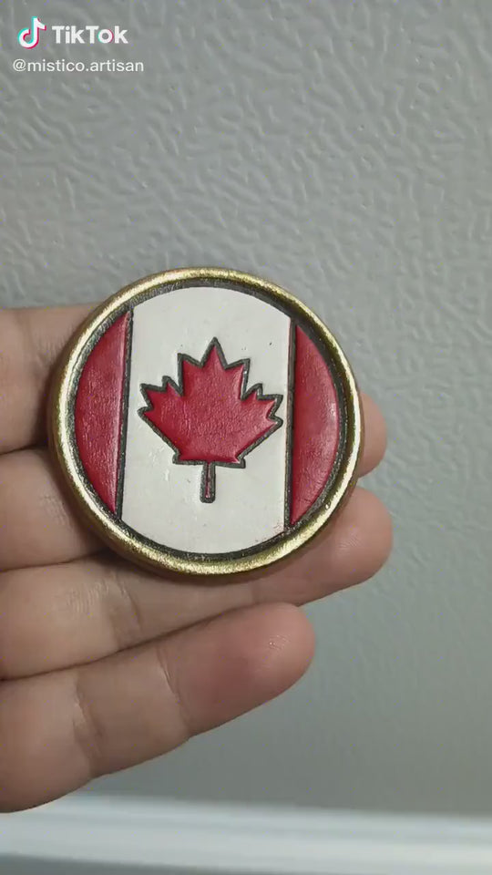 Handmade Leather Canadian Flag Magnet – Proudly Canadian