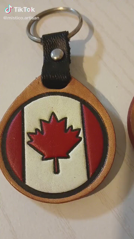 Handmade Leather “Oh Canada” Keychain – Proudly Canadian