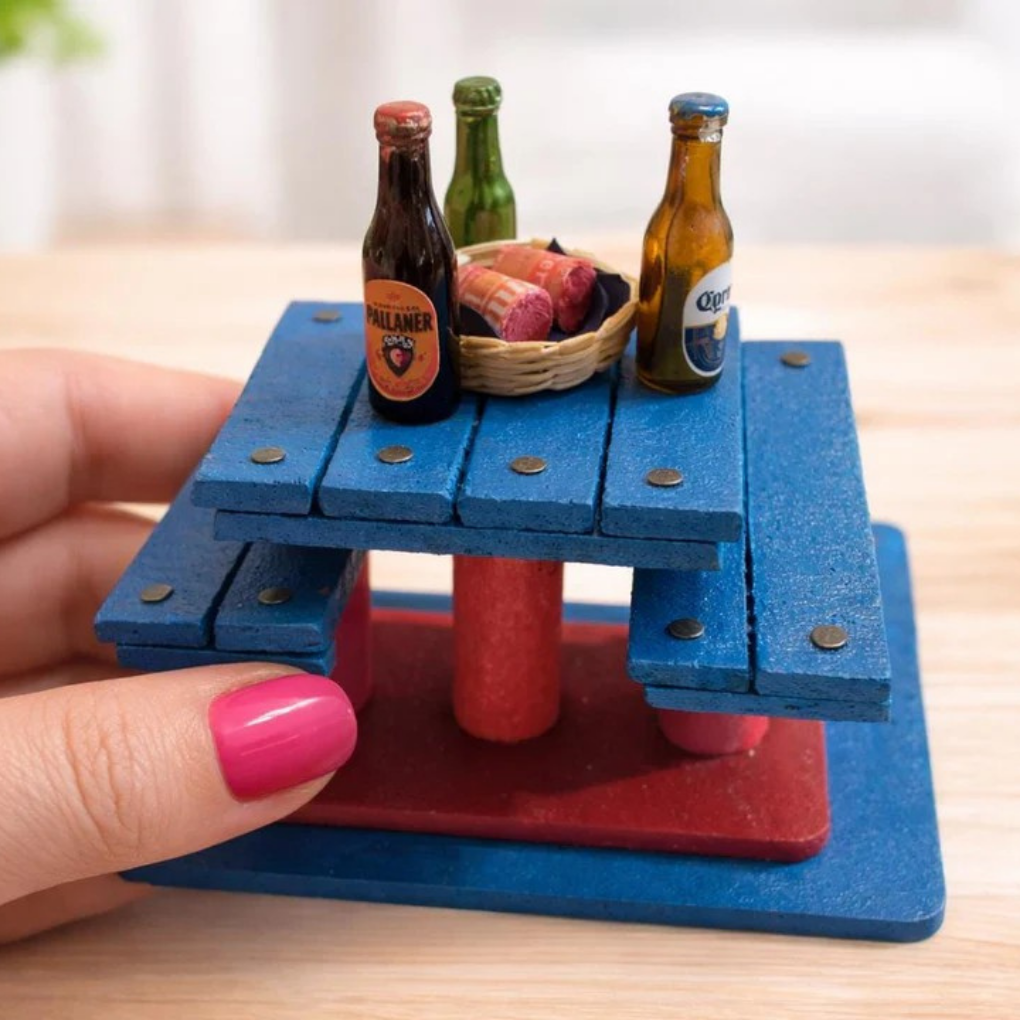 Handmade Colombian Picnic Table  | Mini Paisa Bar Scene Decor