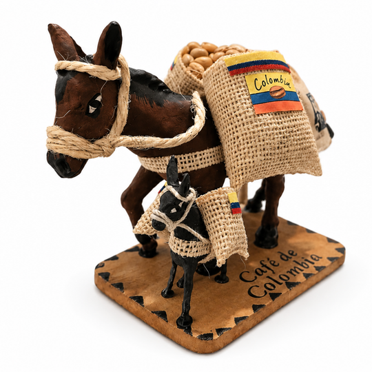Handmade Colombian Coffee Mule Figurine | Coffee Farm Cultural Decor