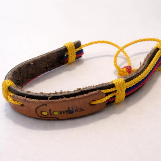 Handmade Colombian Leather Bracelet | Woven Tricolor Cord, Artisan Friendship Wristband