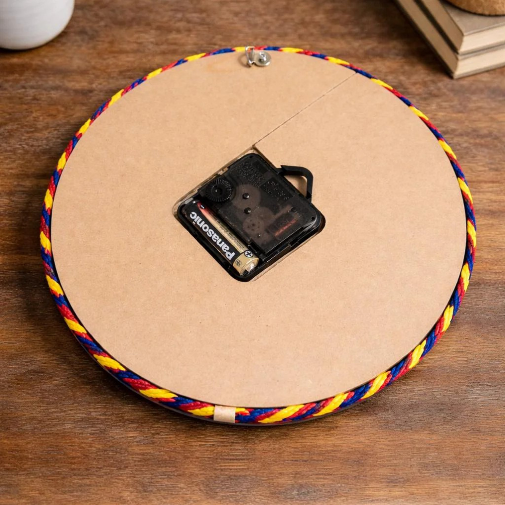 Handmade Colombian wall clock with rustic coffee and Colombia map decor