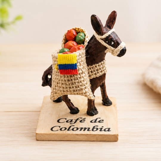 Handmade Colombian Coffee Mule Figurine | Rustic Coffee Farm Decor Souvenir