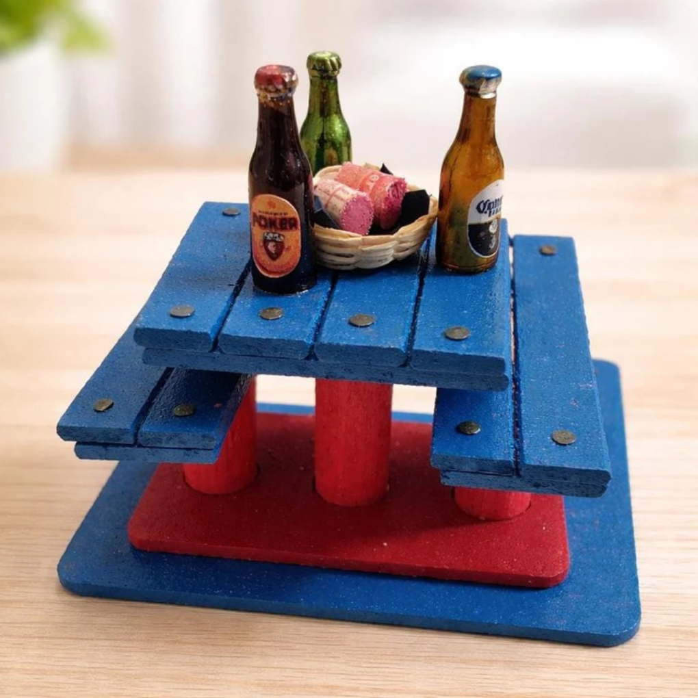 Handmade Colombian Picnic Table  | Mini Paisa Bar Scene Decor