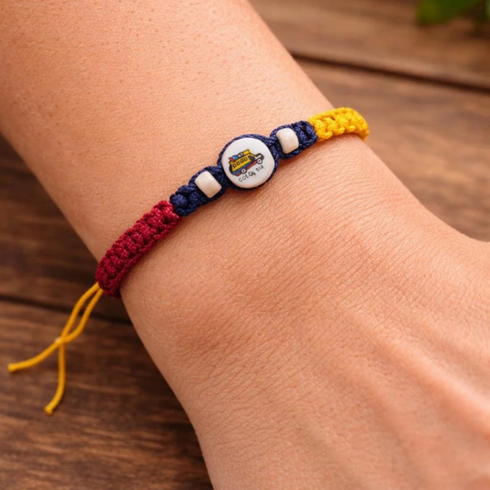 Colombian Chiva Bracelet Handmade Macrame Bracelet with Bus Charm | Adjustable Colombia Souvenir Jewelry