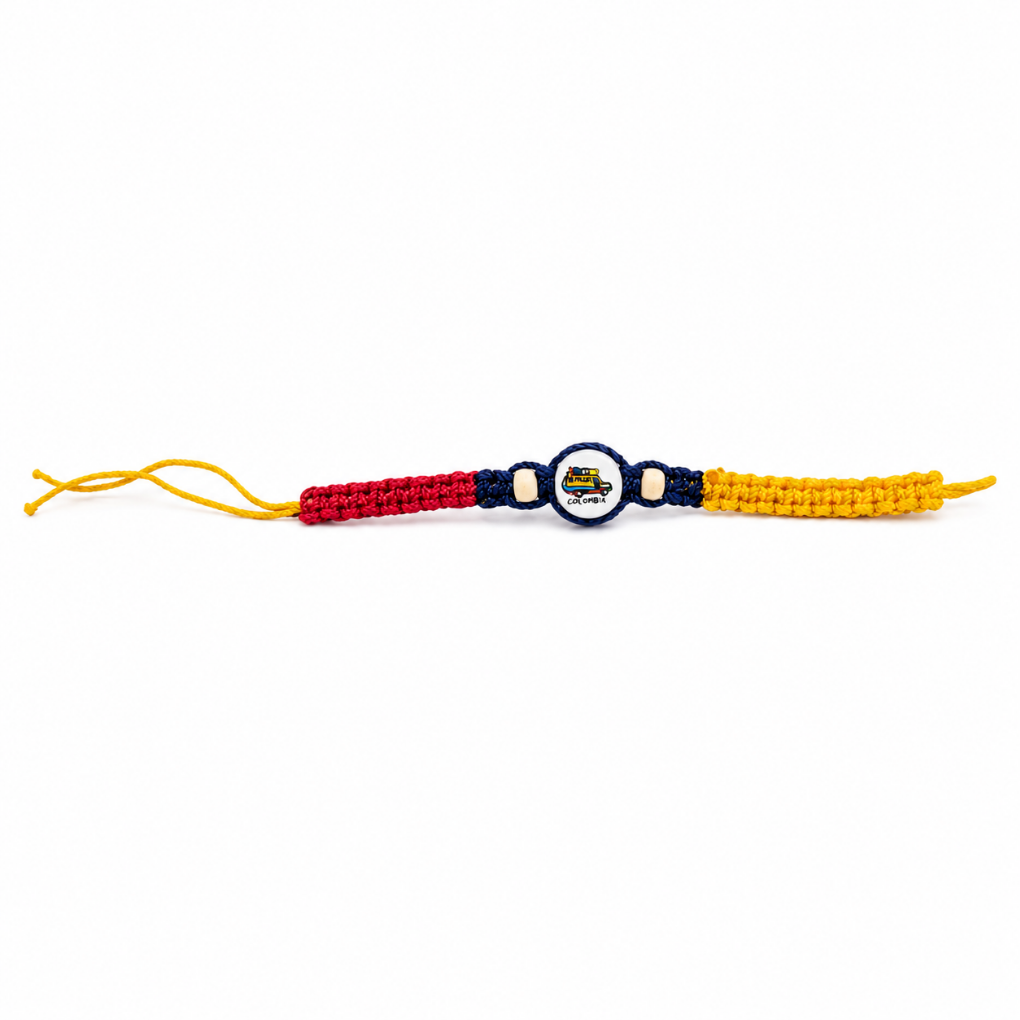 Colombian Chiva Bracelet Handmade Macrame Bracelet with Bus Charm | Adjustable Colombia Souvenir Jewelry