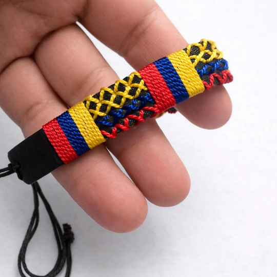 Handmade Colombian Leather Bracelet | Woven Tricolor Cord, Artisan Friendship Wristband