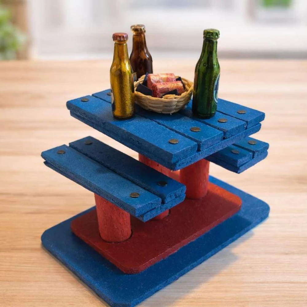 Handmade Colombian Picnic Table  | Mini Paisa Bar Scene Decor