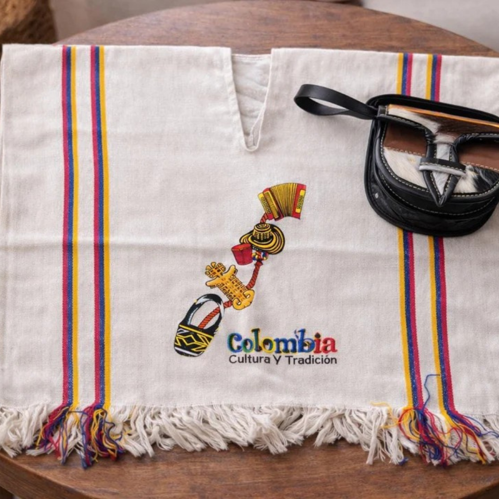 Colombian Kids Costume Outfit | Sombrero Vueltiao Hat Poncho Carriel Set | Hispanic Heritage Costume