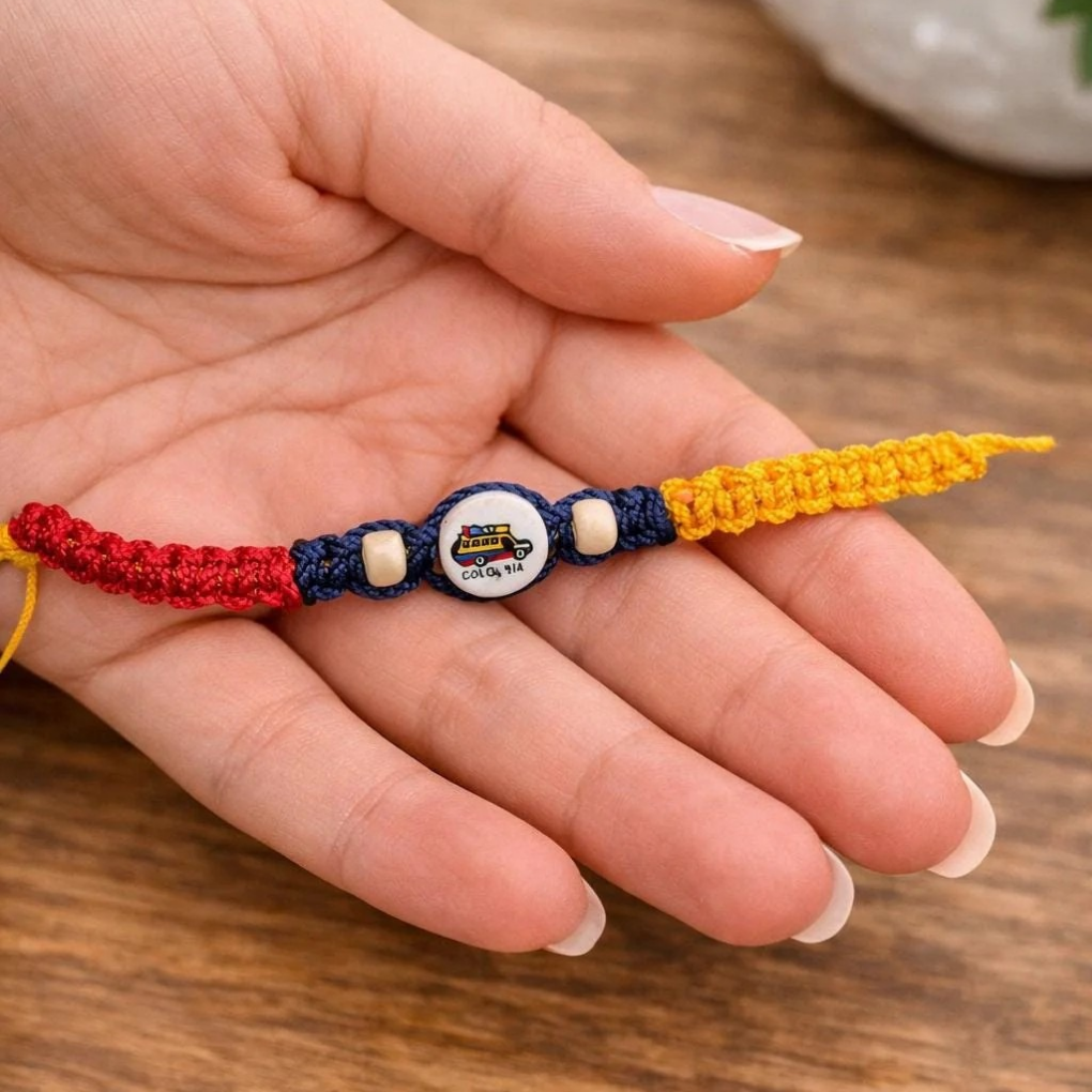 Colombian Chiva Bracelet Handmade Macrame Bracelet with Bus Charm | Adjustable Colombia Souvenir Jewelry