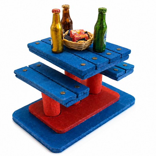 Handmade Colombian Picnic Table  | Mini Paisa Bar Scene Decor