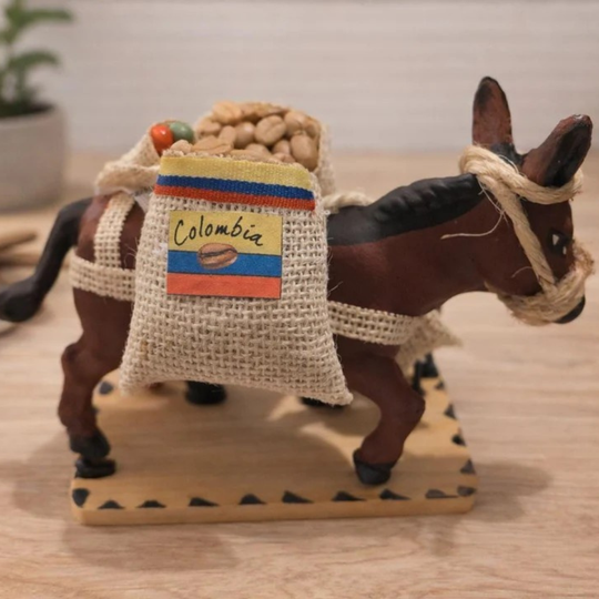 Handmade Colombian Coffee Mule Figurine | Coffee Farm Cultural Decor