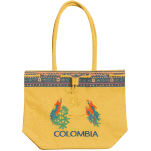 Handmade Colombian tote bag with parrot embroidery