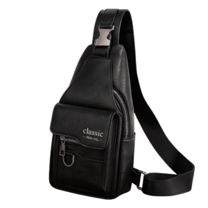 Vintage leather crossbody bag unisex front view