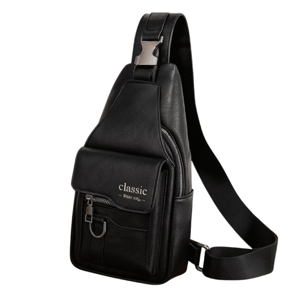 Vintage leather crossbody bag unisex front view