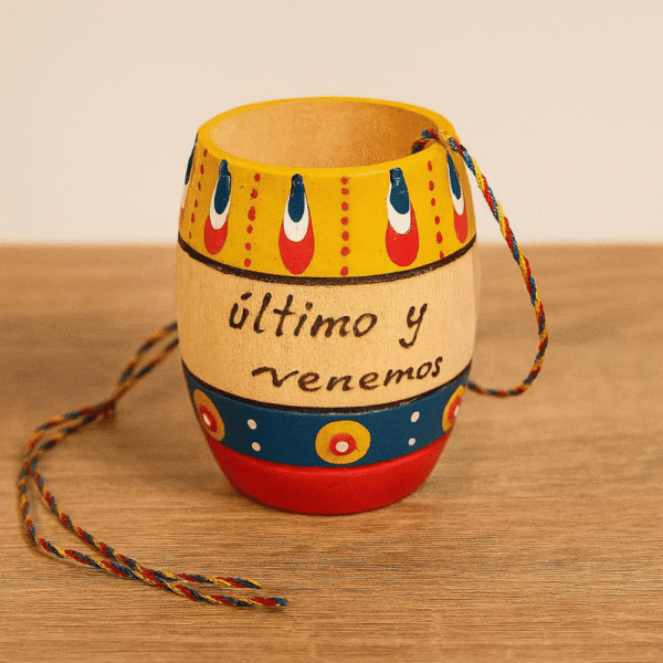 Artisan Colombian shot glass souvenir in wood