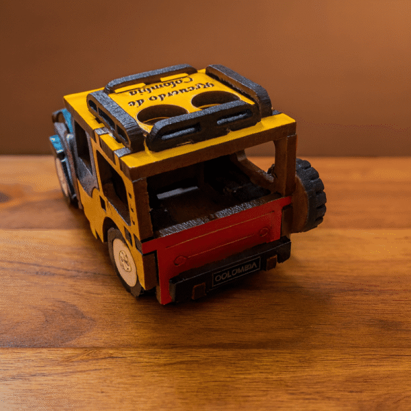 Handcrafted Wooden Jeep Willys – Top View Colombian Decor
