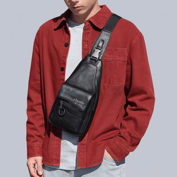 Unisex messenger bag side angle view