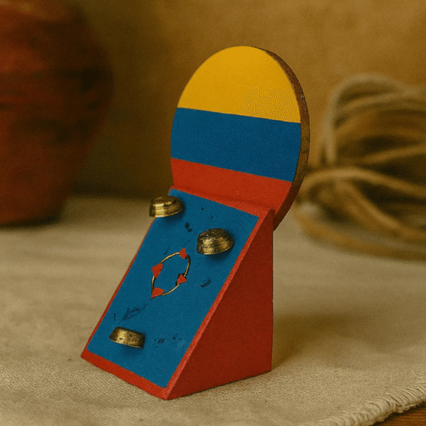 Handmade Colombian tejo board – miniature MDF folk sport collectible.