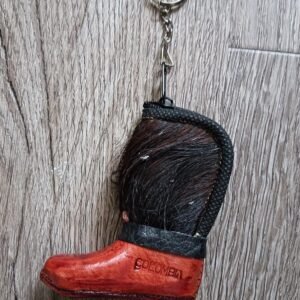 Handmade Leather Saddle Boot Keychain – Equestrian Gift, Western Rodeo Style, Durable L…