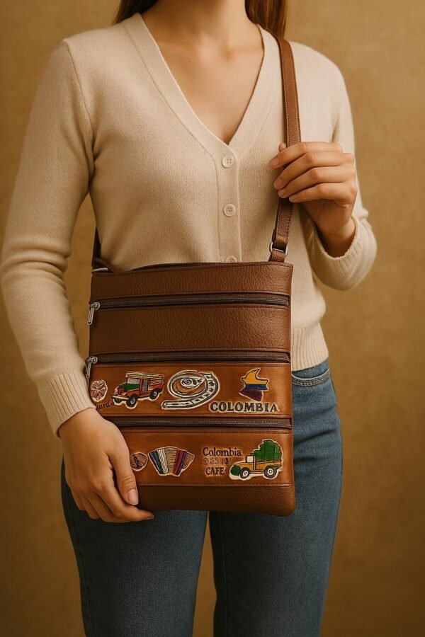 Handmade Colombian Leather Handbag – Unique Artisan Bag with "Colombia es café" Embroid…