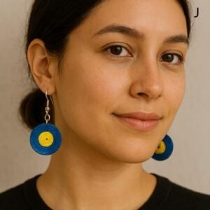 Handmade Colombian Vueltiao Hat Earrings – Boho Chic Artisan Jewelry, Eco-Friendly Stat…
