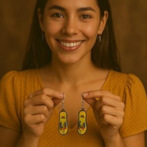 Colombian Sandal Earrings - Colorful Handmade Flag Design for Summer, Artisan Jewelry