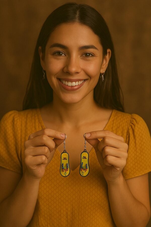 Colombian Sandal Earrings - Colorful Handmade Flag Design for Summer, Artisan Jewelry