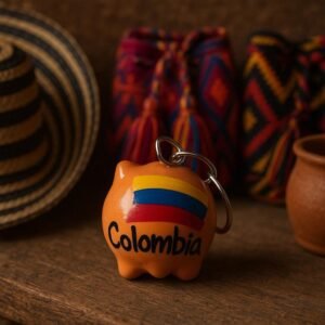 Colombian Pig Keychain – Handmade Ceramic Keyring, Cultural Souvenir, Unique Gift, Colo…