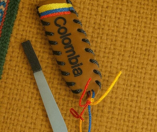 Handmade Leather Keychain  Machete Sheath Design with Plastic Machete Colombian Souvenir