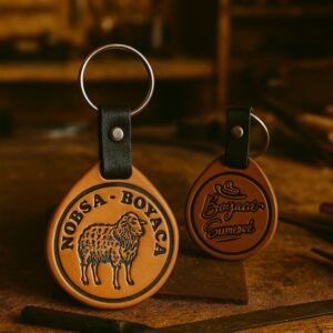 Handmade Leather Keychain with Iconic Sites of Boyacá, Colombia - Souvenir Keychain - C…