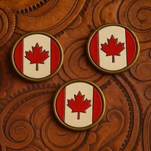 Canadian Flag Leather Magnet | Handmade Canada Souvenir | Rustic Kitchen Decor | Patrio…