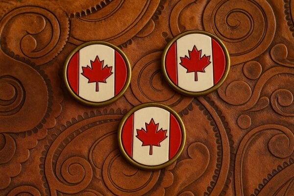 Canadian Flag Leather Magnet | Handmade Canada Souvenir | Rustic Kitchen Decor | Patrio…