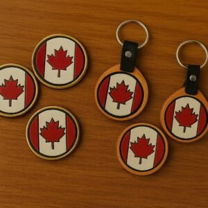 Canadian Flag Gift Set – Handmade Leather Keychain & Fridge Magnet – Oh Canada Souvenir…