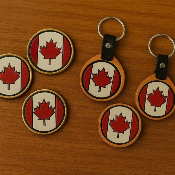 Canadian Flag Gift Set – Handmade Leather Keychain & Fridge Magnet – Oh Canada Souvenir…