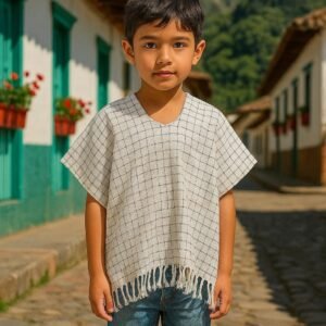 Traditional Colombian Paisa Poncho for Kids – Woven Heritage Wrap for Boys Ages 2–4 – C…