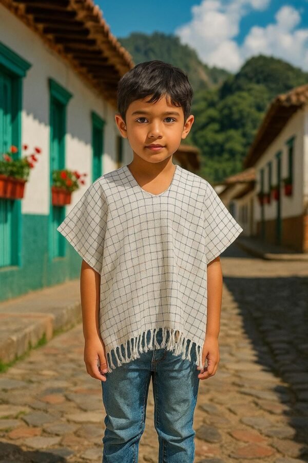 Traditional Colombian Paisa Poncho for Kids – Woven Heritage Wrap for Boys Ages 2–4 – C…