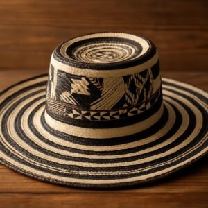 Traditional Black & White Vueltiao Hat – Colombian Handmade