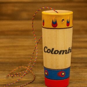 Hand-Painted Colombian Shot Cup – Tricolor Wooden Aguardiente Glass – Artisan Souvenir