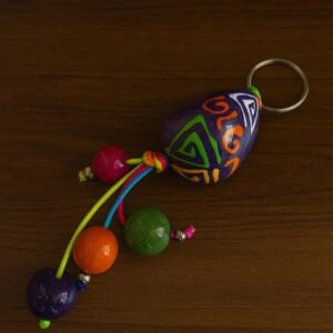 Colorful Tagua Nut Keychain – Hand-Painted Colombian Souvenir – Tropical Vibes
