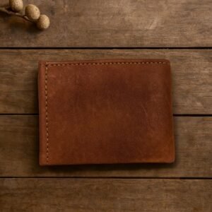 Colombian Men's Leather Wallet with Handcrafted Chiva Bus